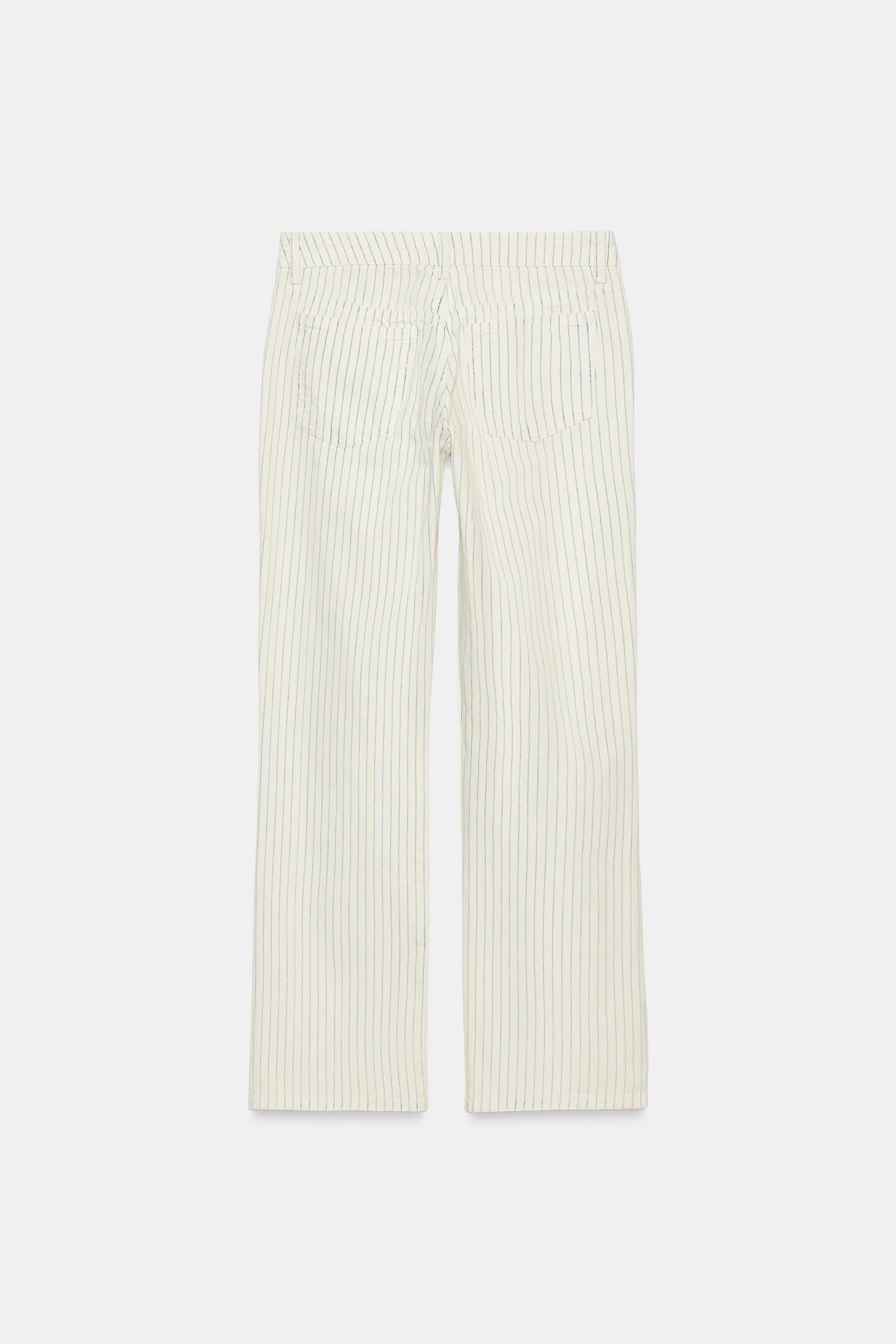 TRF LOW RISE STRIPED STRAIGHT JEANS